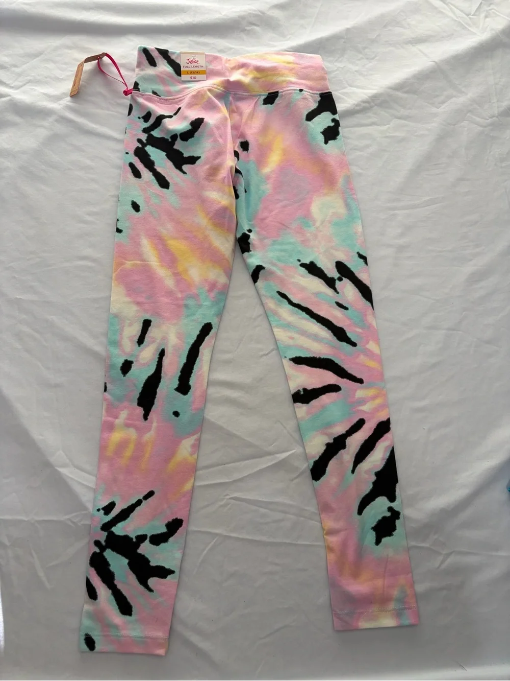 Lot of 2 Justice Girls Tie-Dye Print Leggings in Size L 12/14 New